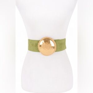 Vegan Suede Elastic Statement Belt - Green, Camel, Black